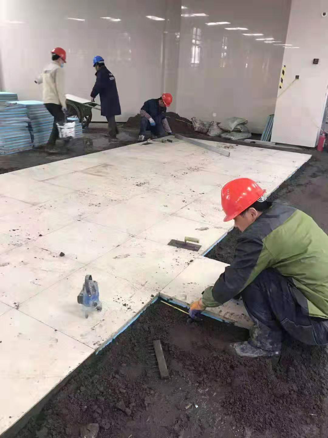 楼面保温隔声砖施工现场